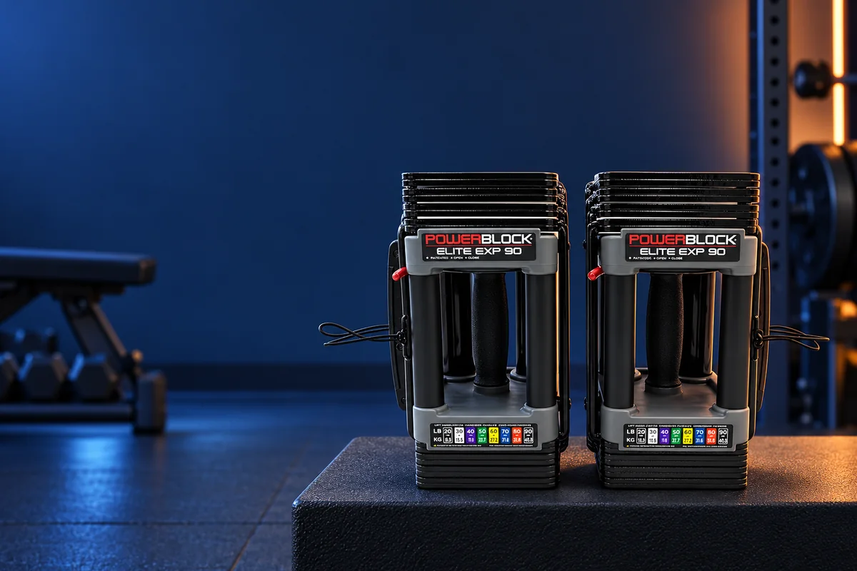 PowerBlock Elite EXP adjustable dumbbells for a home gym