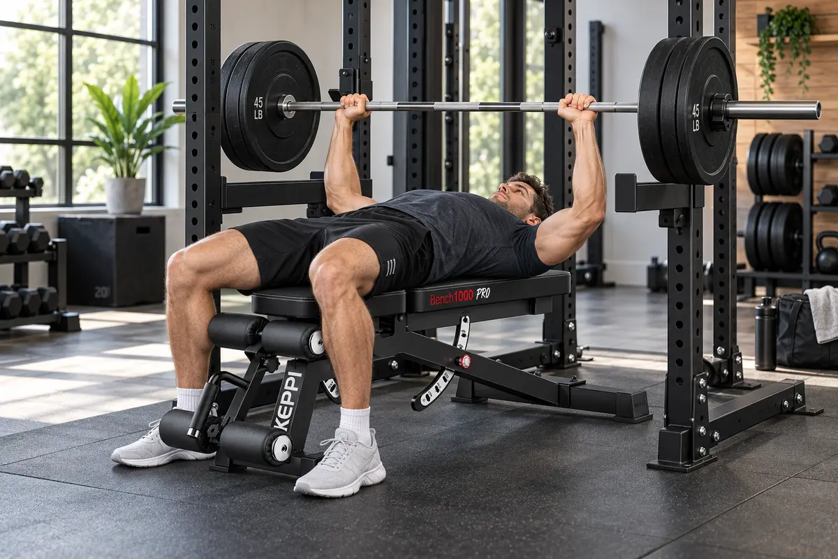Keppi Bench1000 Pro adjustable weight bench in a home gym