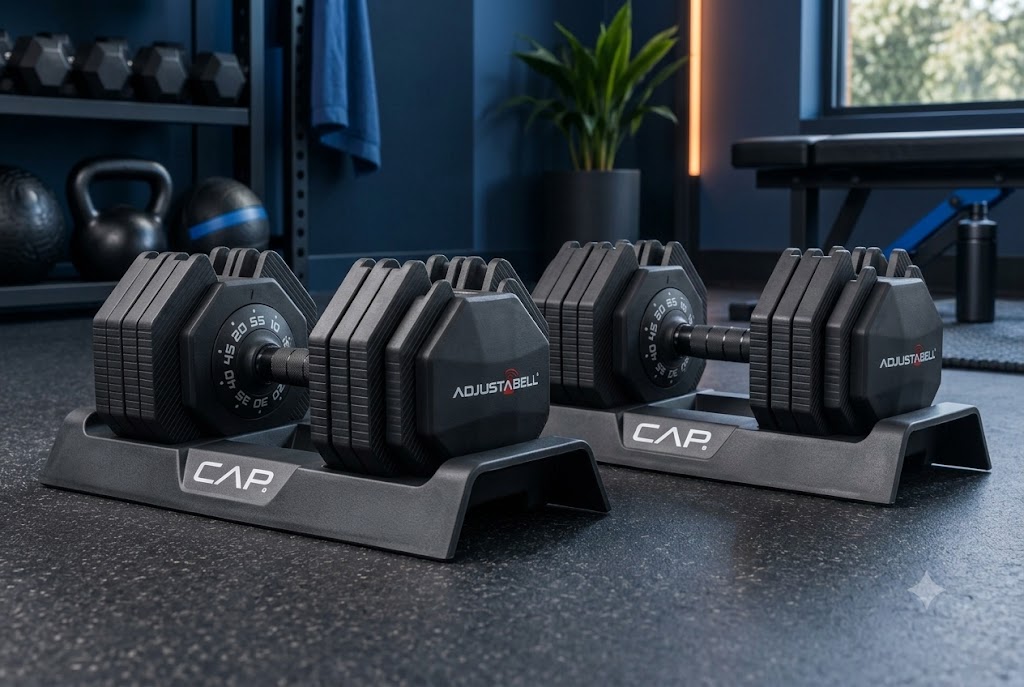 CAP ADJUSTABELL 55 pound quick-adjust dumbbells with open handles and round plates