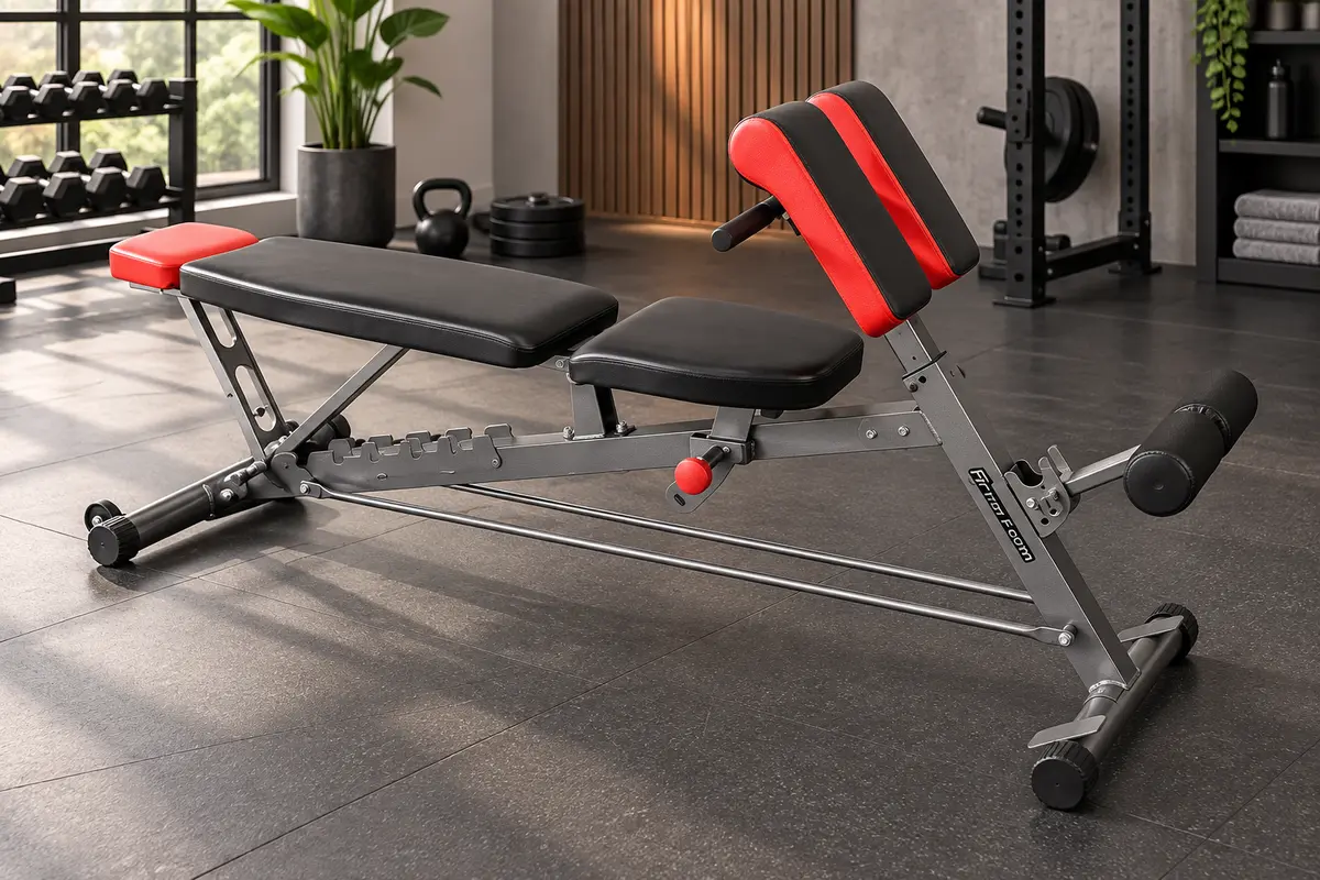Finer Form multifunctional FID bench with Roman chair and preacher curl stations