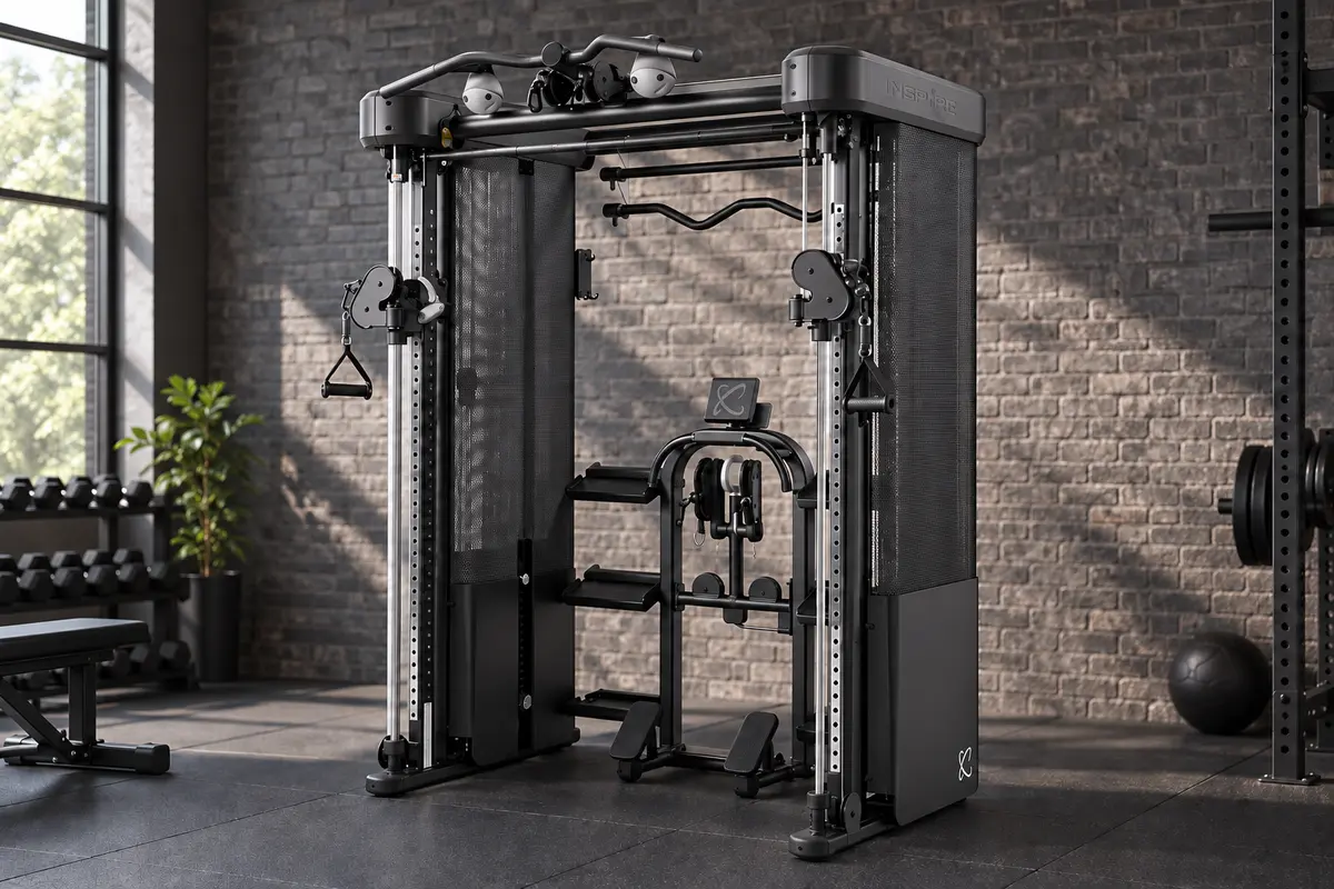 Inspire FT2 Pro selectorized Smith functional trainer with integrated cable stations