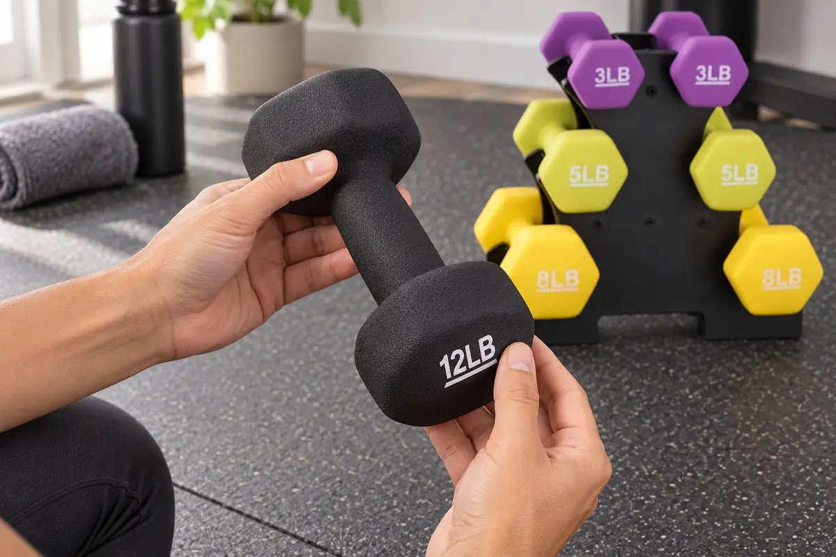 Inspection checklist for neoprene dumbbells and storage stand
