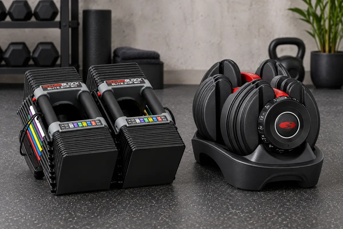PowerBlock Elite EXP and BowFlex SelectTech 552 side-by-side comparison