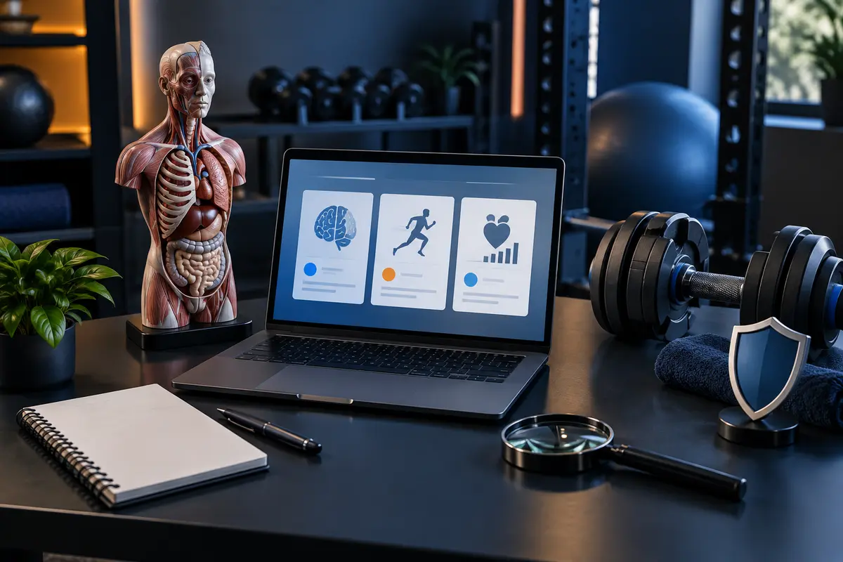 General fitness research with gym equipment and non-personalized health information