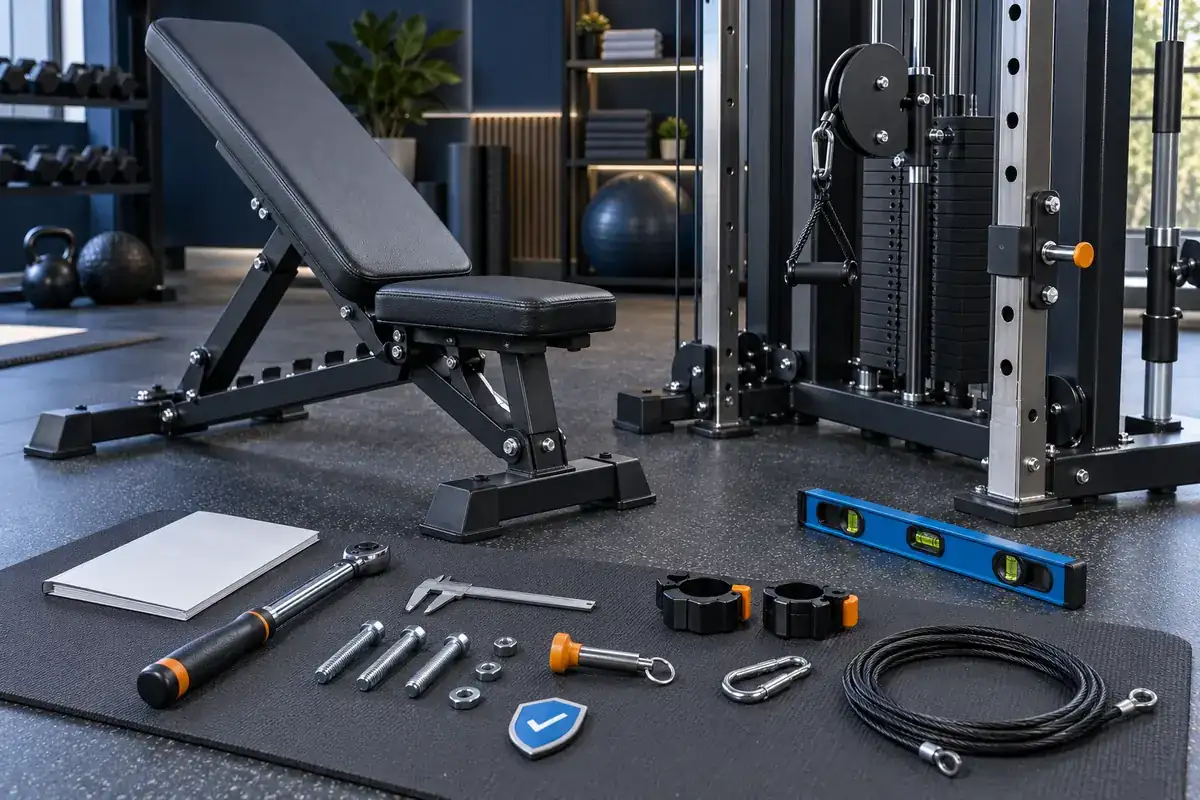 Careful inspection of home gym equipment fasteners cables and safety features