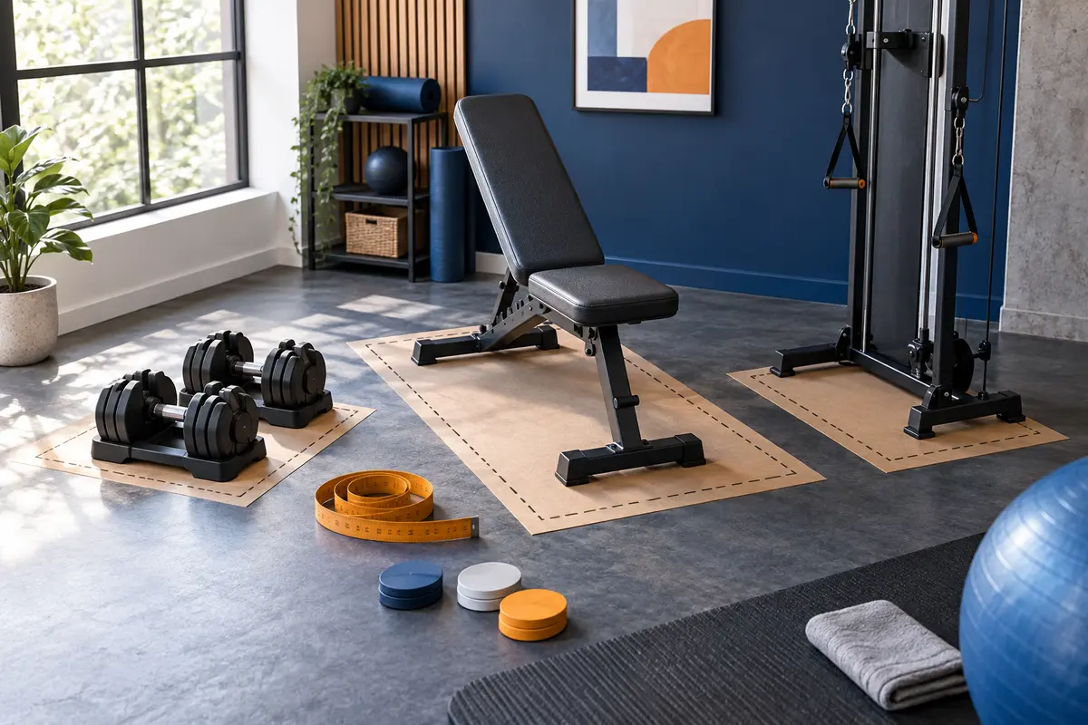 Home gym equipment selection emphasizing price, fit, and suitability